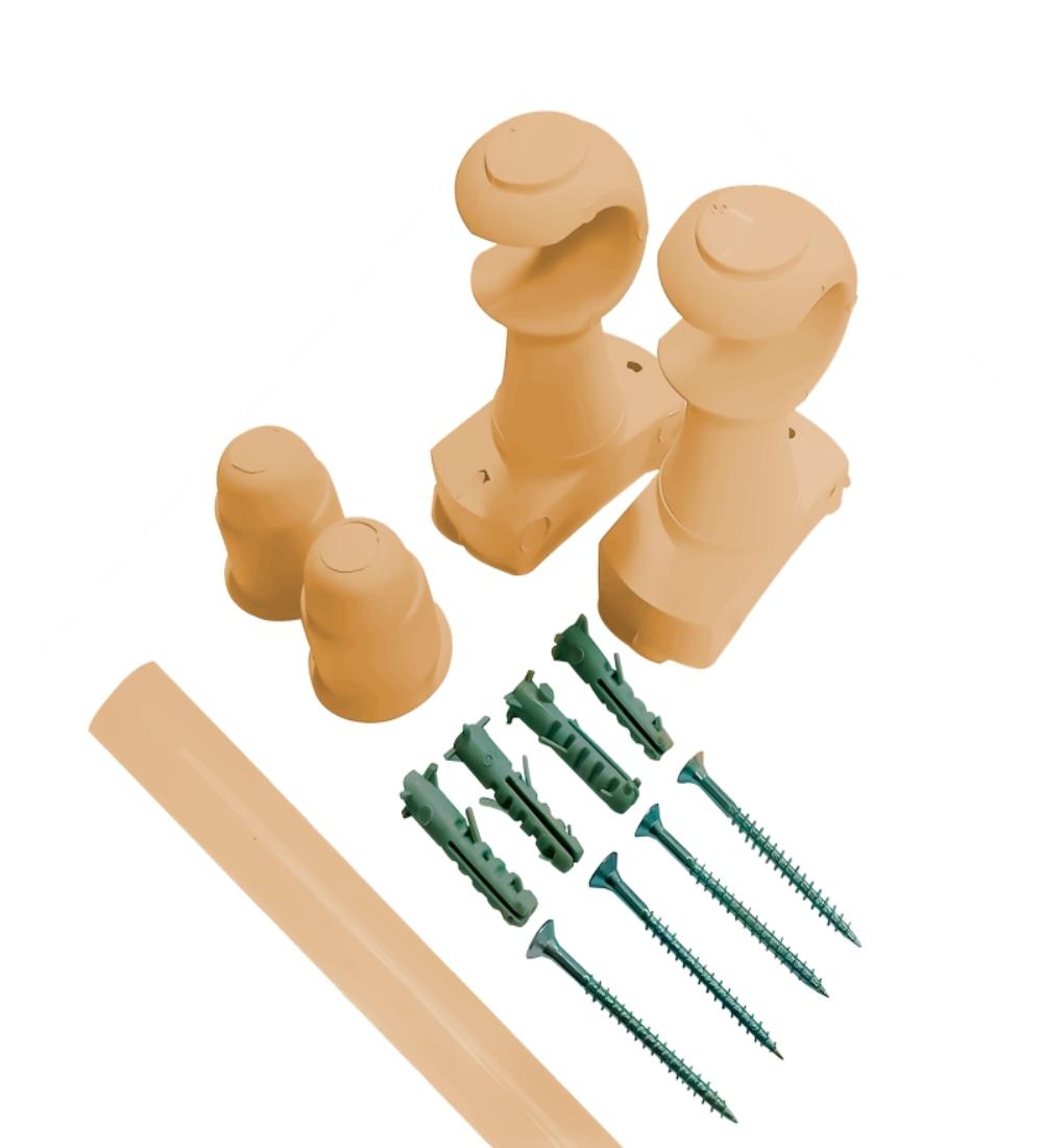 KIT SOPORTE CORTINA SIMPLE CHROMA 1.5M COLOR MARFIL